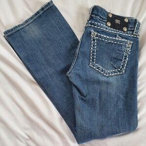 Miss Me Distressed Thick Stitch  Boot Cut Jeans, Sz 27x30" Inseam JE5152BR